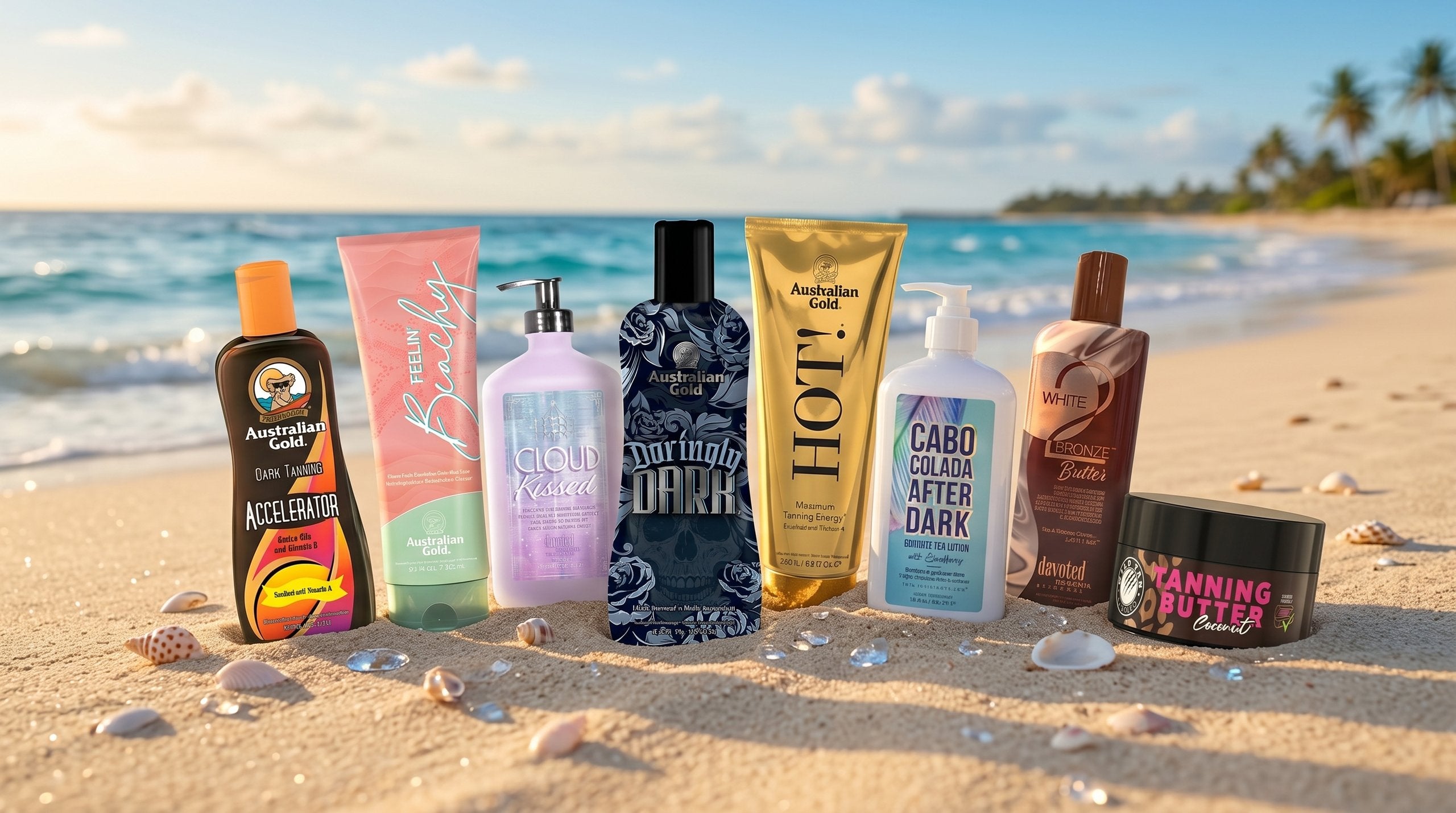 Strawberry Glow tanning and skincare products